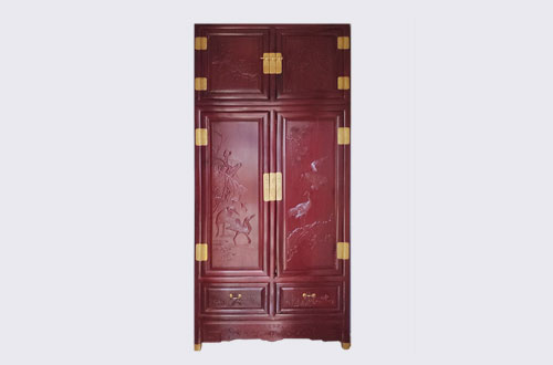 松山湖管委会高端中式家居装修深红色纯实木衣柜