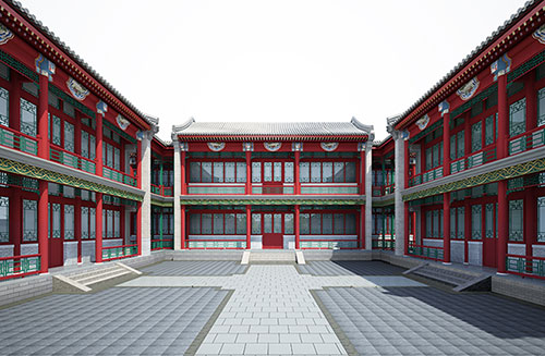 松山湖管委会北京四合院设计古建筑鸟瞰图展示